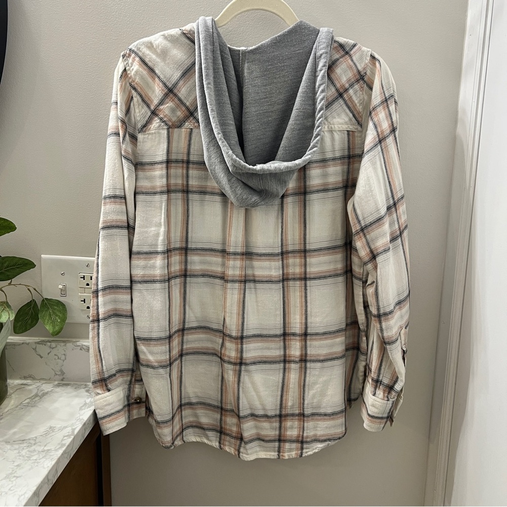 Vintage Mudd Plaid Flannel Hoodie Button Down Shirt